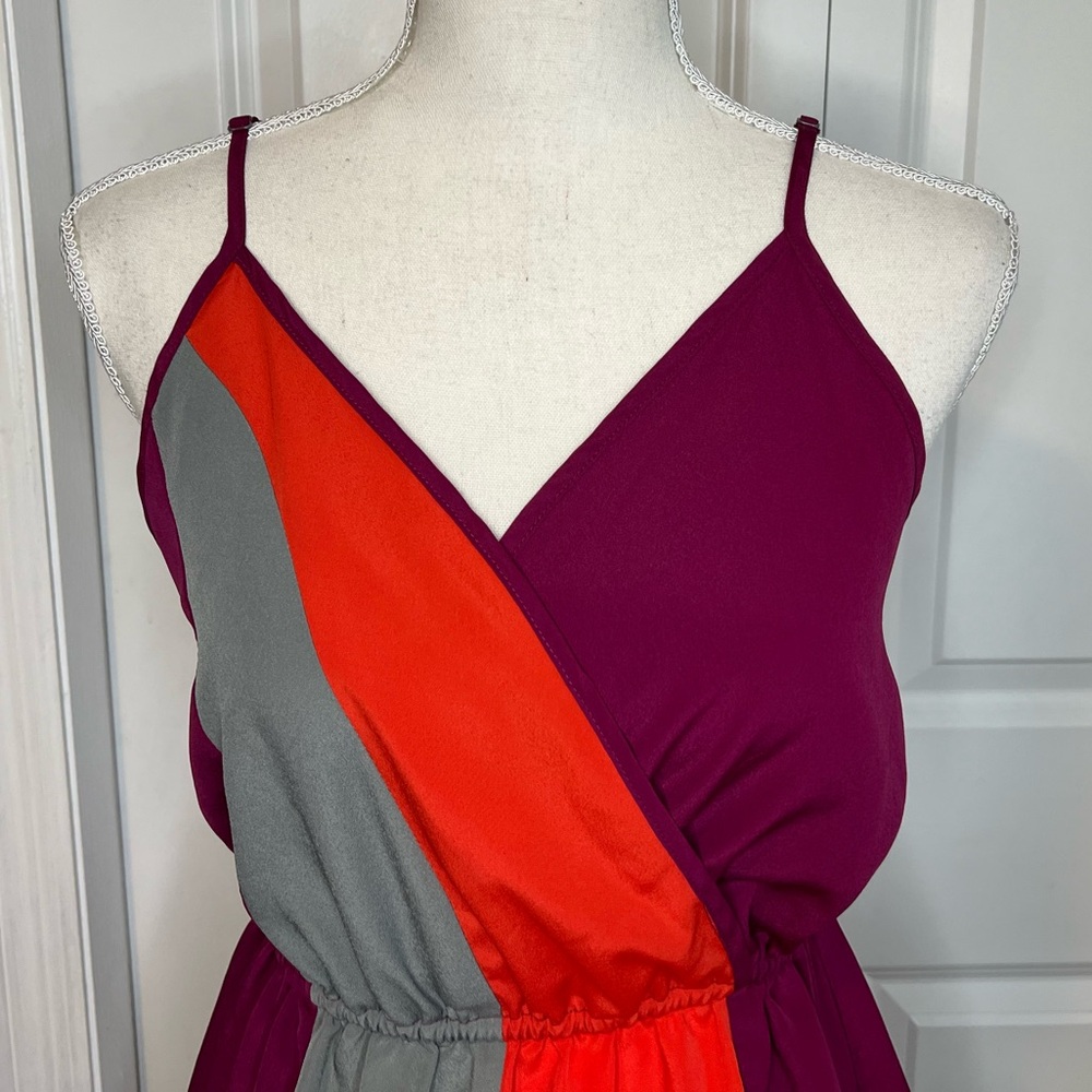 Mossimo Purple Orange Grey Colorblock Spaghetti Strap Dress Small 2012 Target - Picture 2 of 10